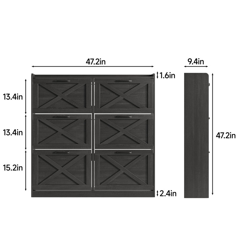 Grande armoire de rangement pour chaussures, Noir, noir, noir, noir