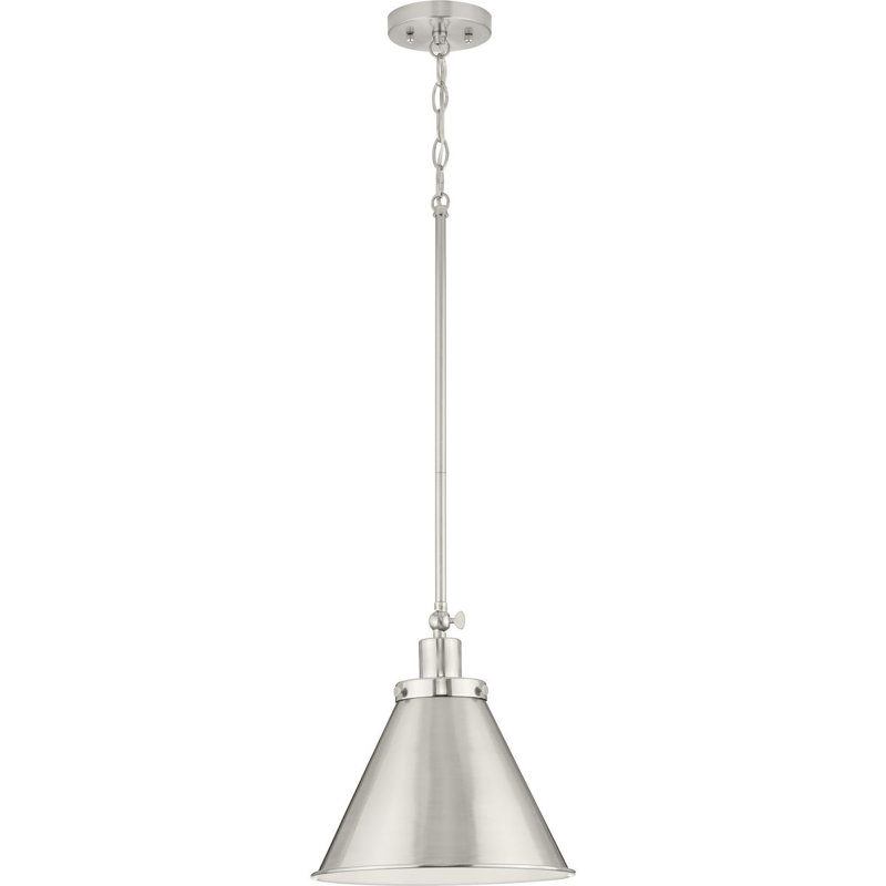 Luminaire suspendu conique 1 lumière, Nickel brossé