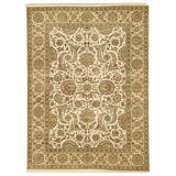 Hand Knotted Wool Area Rug in Ivory And Gold