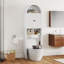 Arched Over The Toilet Storage With Fluted Doors, Small Bathroom Cabinet With Adjustable Shelf-1545665469