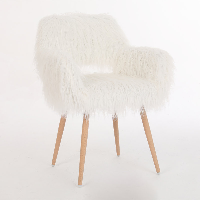 Chaise rembourrée confortable en fausse fourrure avec protecteurs de plancher en plastique