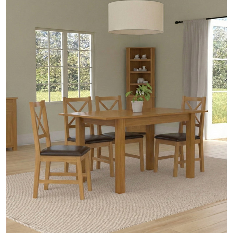 4 -Person Extendable Oak Solid Wood Dining Set