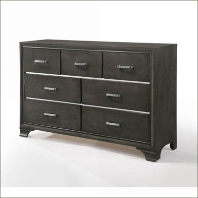 Commodes, commode 7 tiroirs Carine II | Gris | Bois synthétique