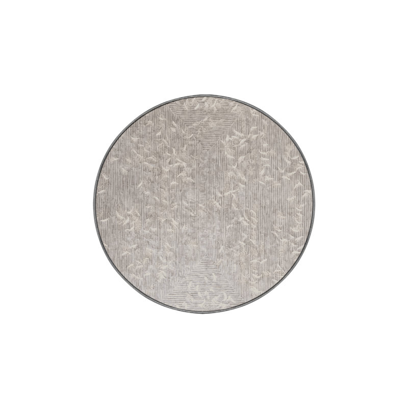 Tapis gris lavable à la machine, Rond 7 pi