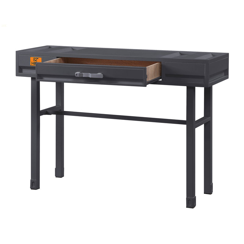 Bureau d'écriture Gunmetal avec 1 tiroir, Métal industriel