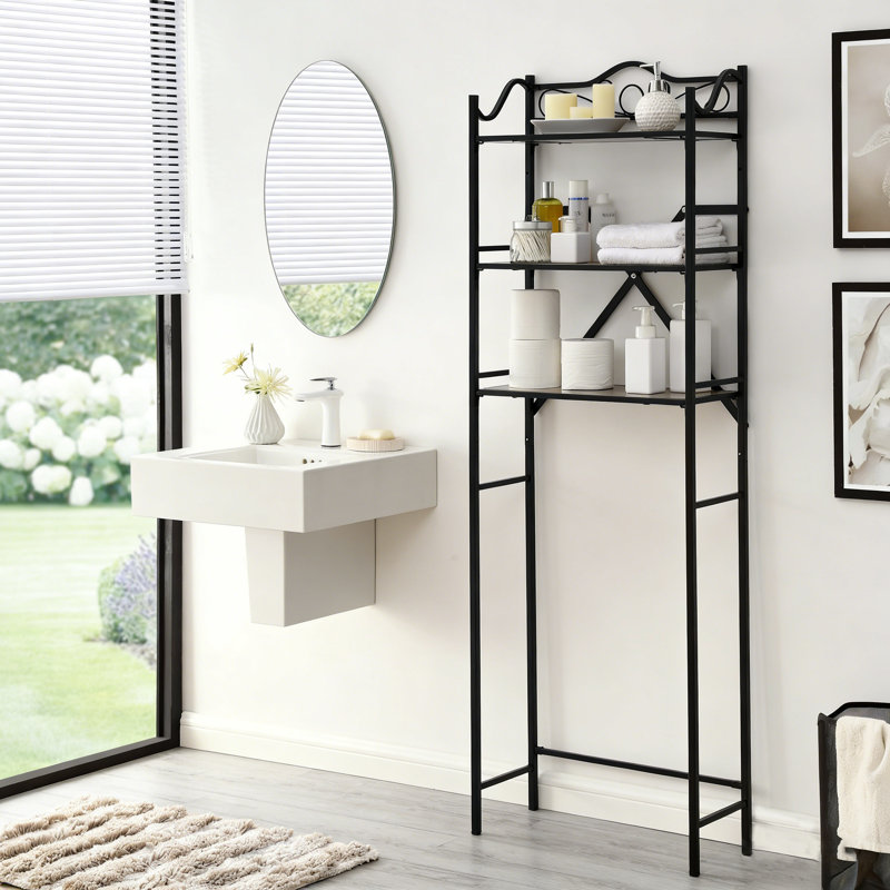 Rangement autoportant en métal au-dessus de la toilette