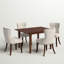 Ensemble de table de salle à manger 5 pièces comprenant une table de cuisine rectangulaire avec rallonge papillon et 4 chaises rembourrées en tissu de lin, acajou-1925294077