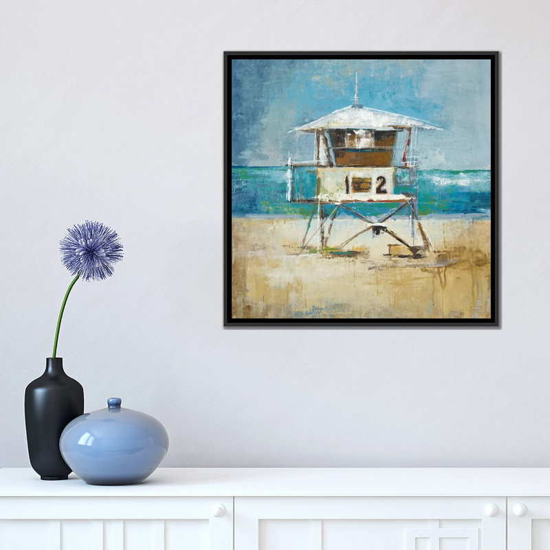 «Lifeguard Tower» par Liz Jardine, impression sur toile tendue sur châssis, H 18 po x l 18 po x P 1,5 po, Pas de tapis