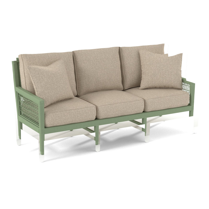 Pine Isle 76" Square Arm Sofa with Reversible Cushions, Eggshell Crypton Performance; 0884-93, Celery