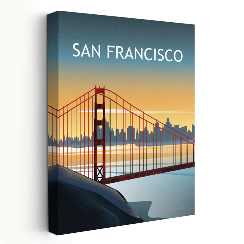 San Francisco II - aventure, architecture bleue, art bleu, H 24 po x l 16 po