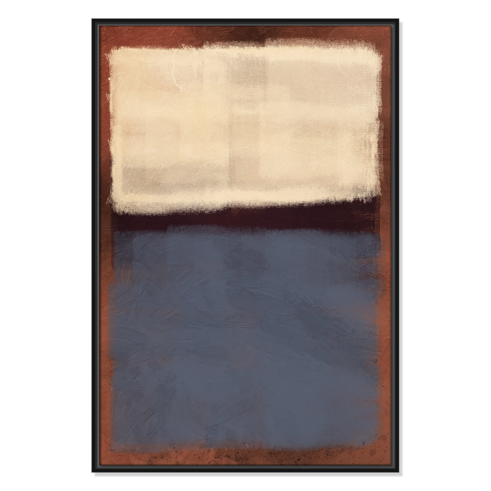 Alabaster Burst - Floater Frame Painting on Canvas, 37.5" H x 25.5" W x 2" D, Black Framed