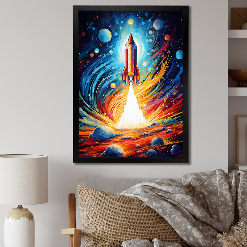 Rocketship Stellar Voyage III - salon d'art mural Rocketship, H 44 po x l 34 po x P 1,5 po, Cadre photo noir