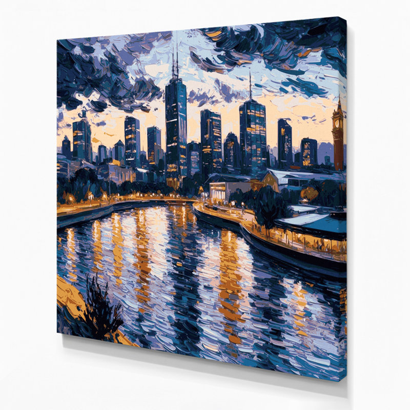 Art mural sur toile gris avec cités, villes, Australie, H 12 po x l 12 po