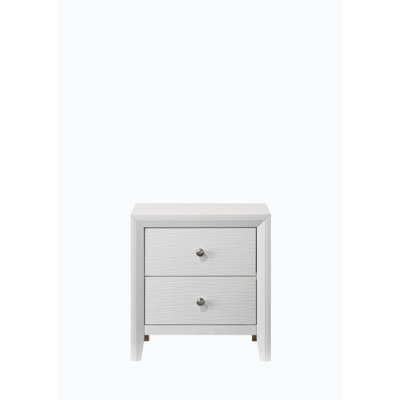 Contemporary Modern Look 2-Drawer Nightstand End Table Deep Two Storage Drawers Round Knobs Bedroom Living Room Wooden Furniture_23.7"" H x 22.3"" W x 1 -  Wenty, WFYUKI100689A