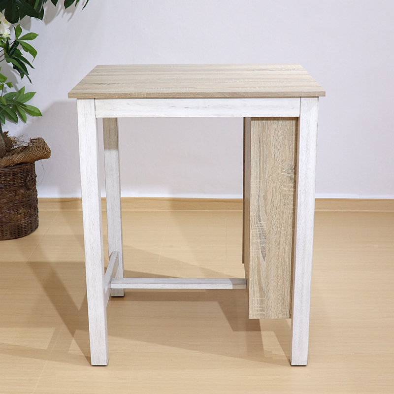 Ensemble de salle à manger à hauteur de comptoir 3 pièces Farmhouse, 29,92 po x 25,98 po, blanc, bois massif, conception à hauteur de comptoir, repose-pieds
