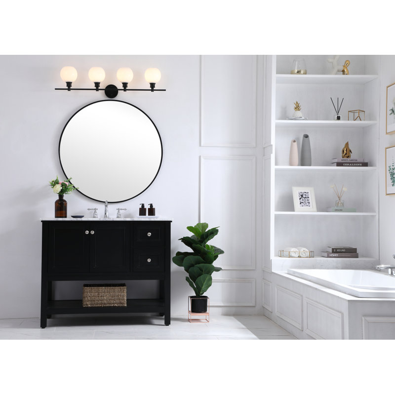 Éclairage pour meuble-lavabo en verre Drinkard, Noir, Blanc, Quatre lumières