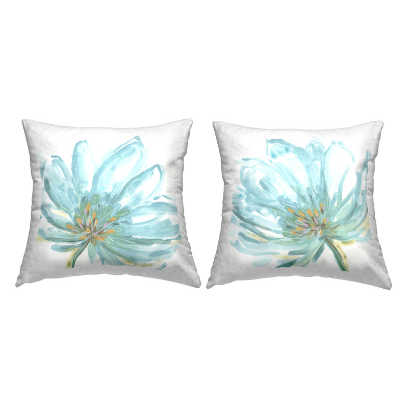 Ensemble de 2 coussins décoratifs Blue Flowers Abstraction par June Erica Vess