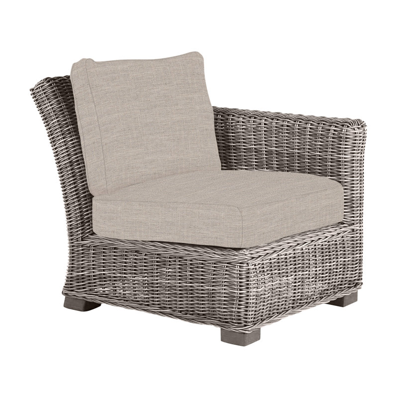Canapé modulaire d'extérieur en résine tressée rustique N-Dura, Sunbrella® ‑ lin colombe, Welt, Huître