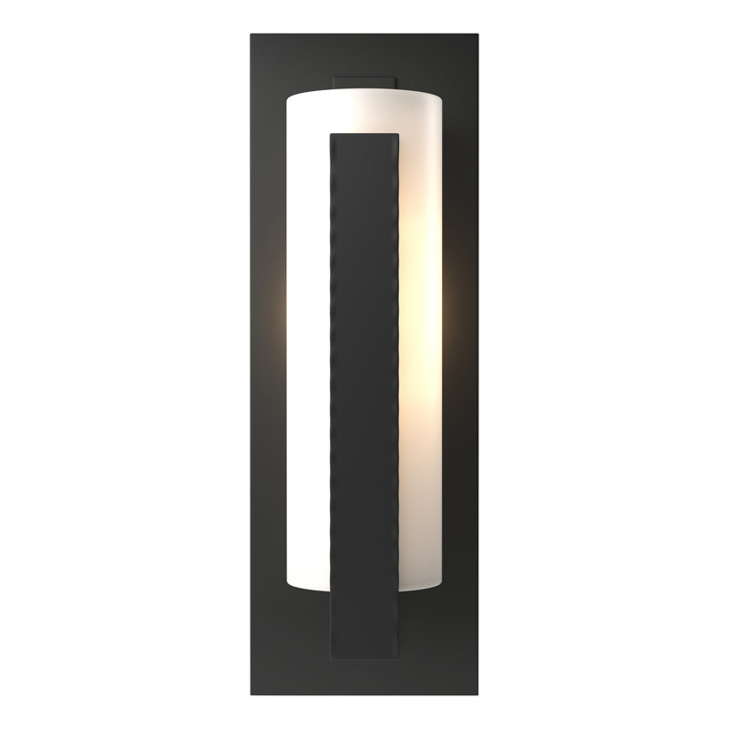 Vertical Bar Fluted Clear Glass 1-Bulb Outdoor Flush Mount, Coastal Natural Iron, 23.5" H x 7.8" W x 6.8" D