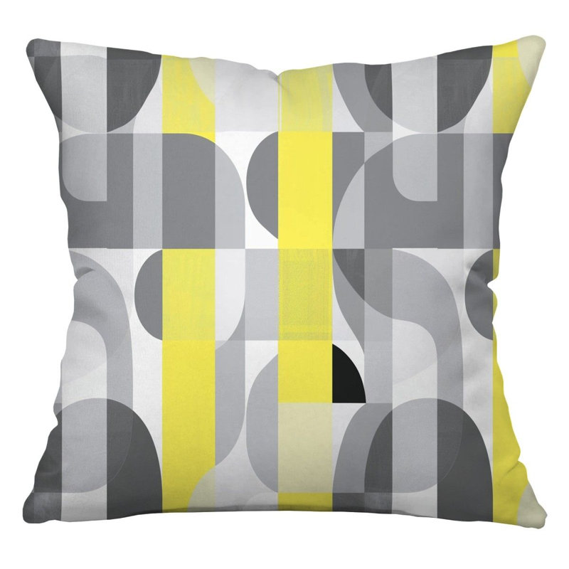 Geometric Contrast Cool   Reversible Throw Pillow, 26"H x 26"W
