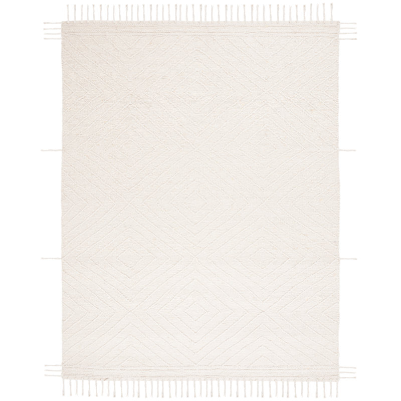 Baughman Handwoven Cotton/Wool Ivory Area Rug, Rectangle 8' x 10'