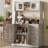 Grey 67-Inch Tall Kitchen Pantry Cabinet, Microwave Shelf Sideboard Hutch with Doors, Shelves and Drawers for Office-648400939
