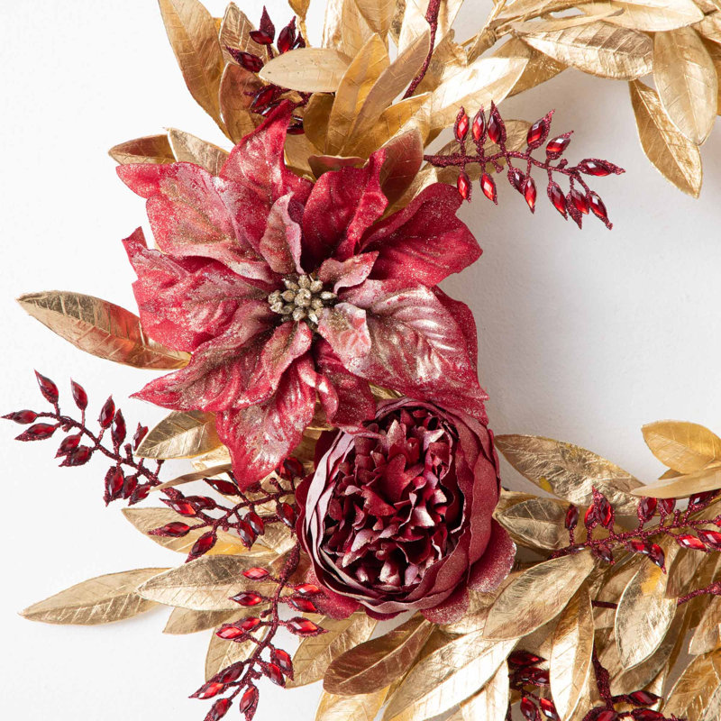 Couronne artificielle poinsettia 24 po