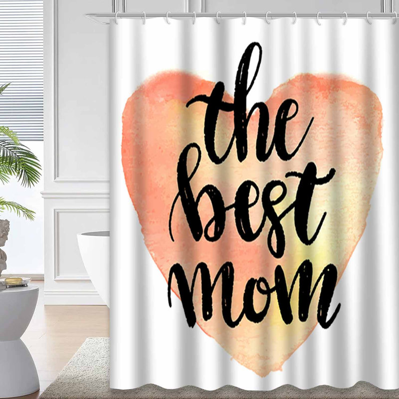 Rideau de douche à encre noire avec 12 crochets Best Mom, L 72 po x l 84 po