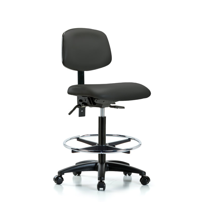 Barbosa Vinyl Drafting Chair, Casters, Charcoal, Not Included
