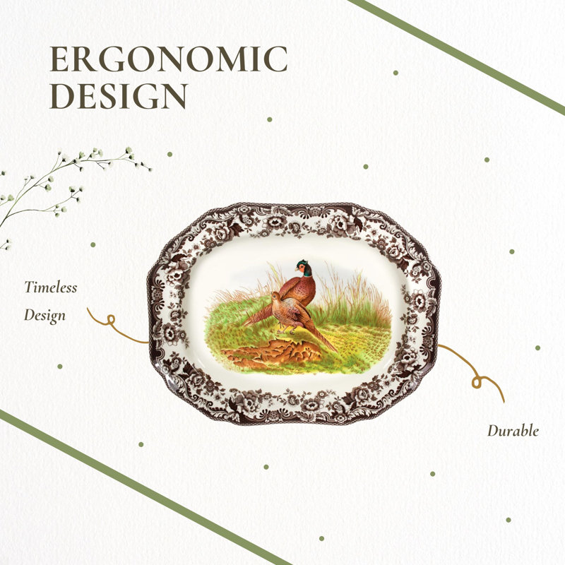 Spode – Woodland – Octagonal Platter - Pheasant - Brown/White
