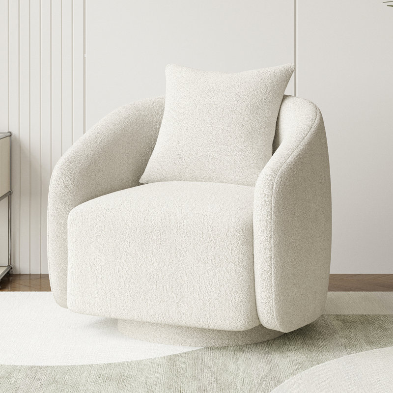 Fauteuil demi-tonneau pivotant l 28,5 po Bashar, Beige Boucle