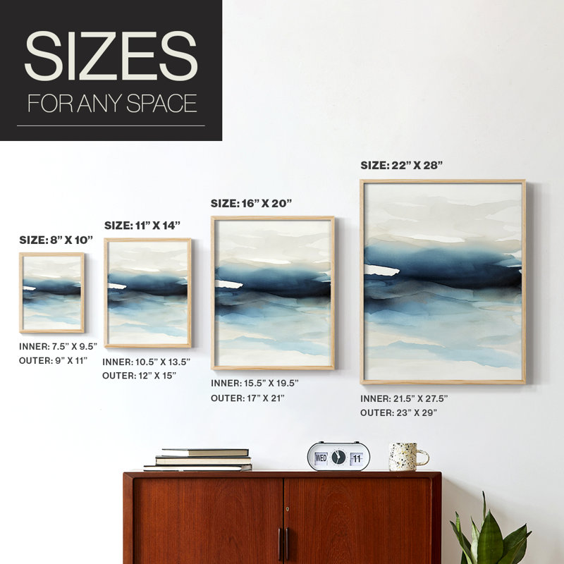 «Waves II», reproduction encadrée - bois massif, Naturel, H 11 po x l 9 po