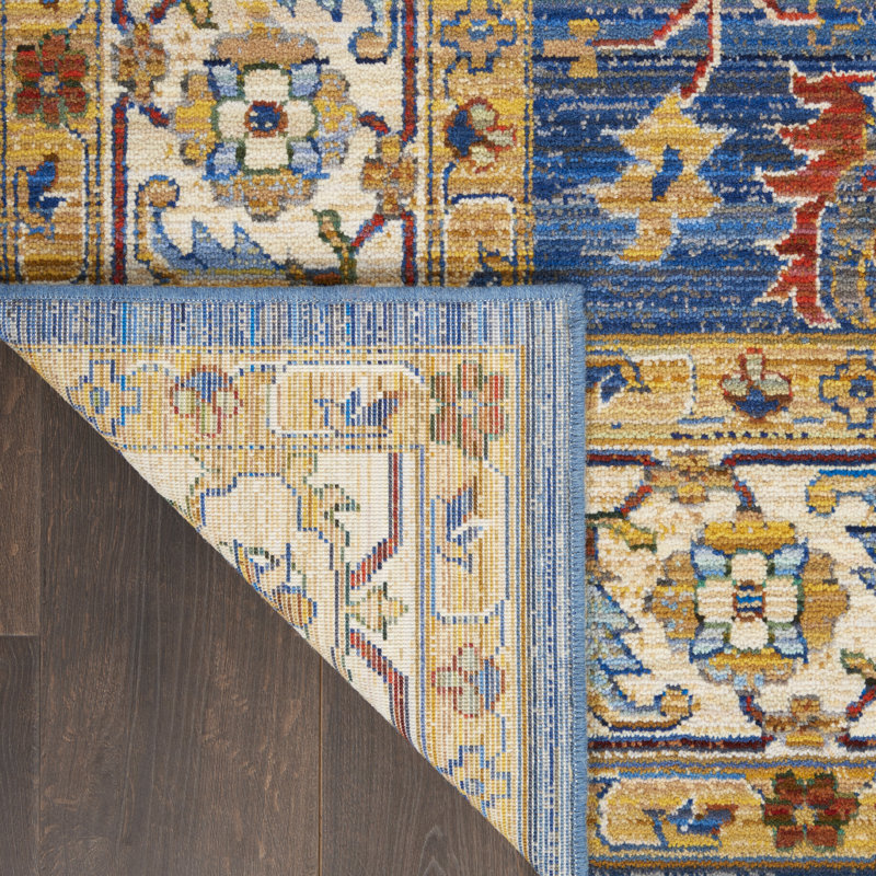 Tapis bleu Nakisha Oushak, Rectangle 8 pi 6 po x 11 pi 6 po