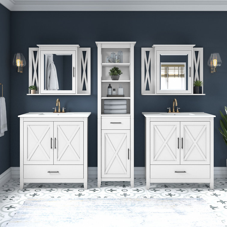 Edion Double Bathroom Vanity with Ceramic Top with Mirror