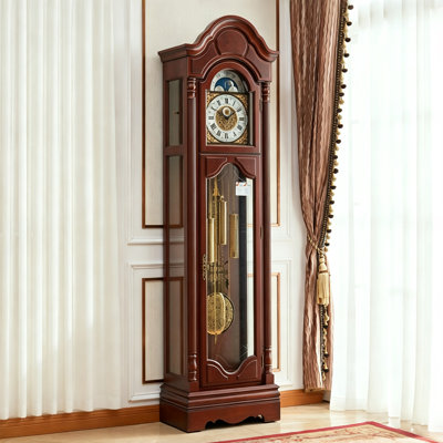 83.86 in. H Glass and Solid Wood Floor Clock