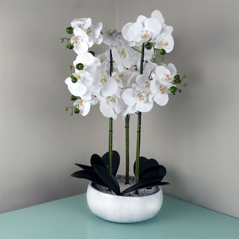 60cm Faux Plant in Ceramic Pot, White