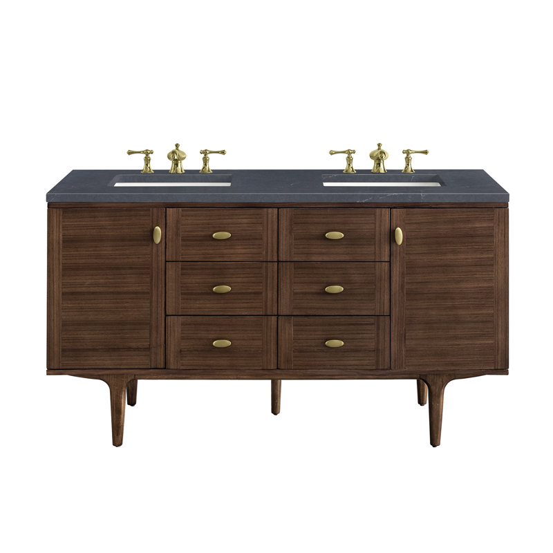 Amberly 60" Double Bathroom Vanity Set, Charcoal Soapstone, 8" Widespread
