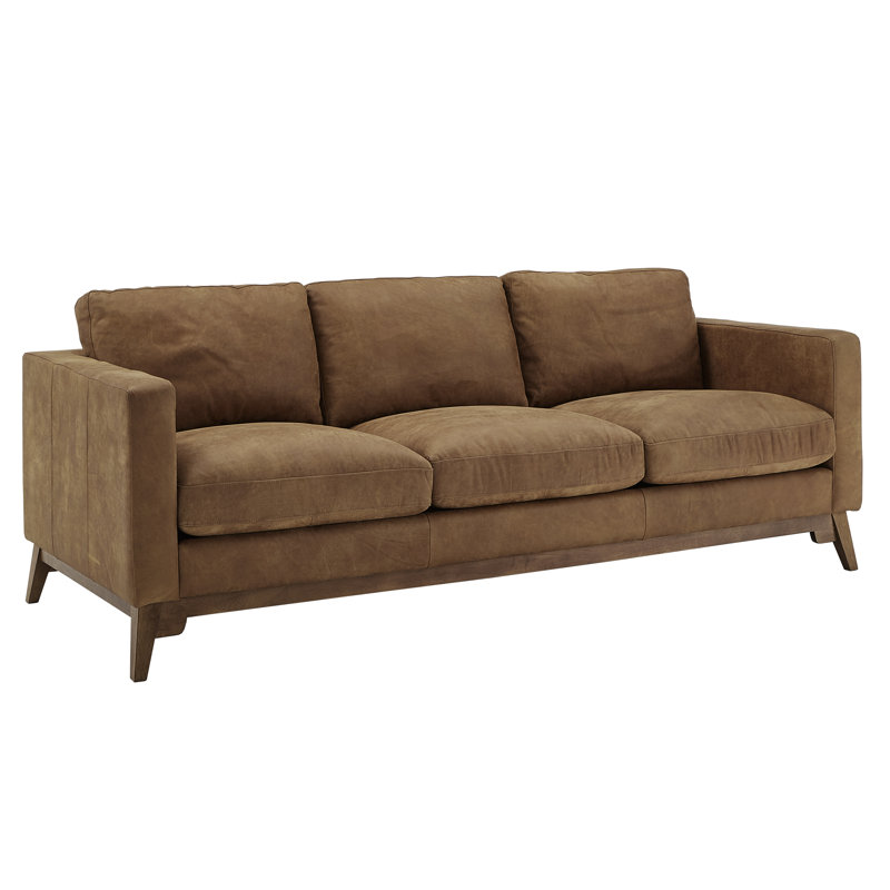 Burwell 89" Genuine Leather Square Arm Sofa