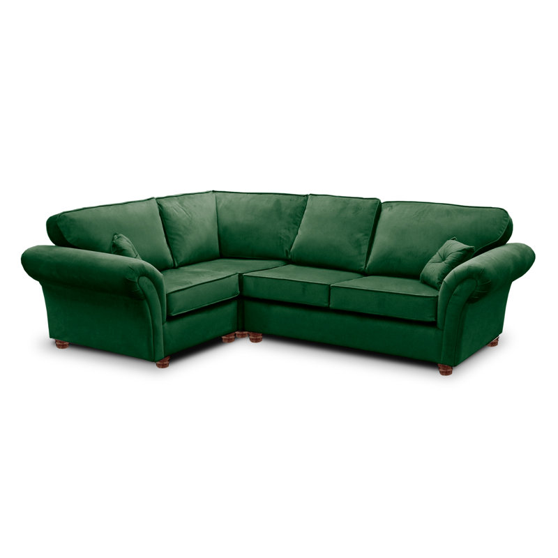 Lila 4 Seater Velvet Corner Sofa , Left Hand Facing, Emerald Green