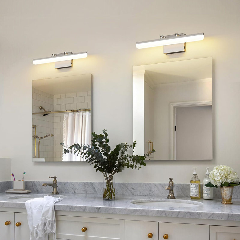 15.7" Brushed Nickel LED Vanity Light, Dimmable 5CCT Wall Lighting With Adjustable Angle, Modern Light Bar For Bathroom, Powder Room, Bedroom, Apartment, Hotel