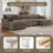 6 - Piece Upholstered Light Brown Faux Rabbit Fur Flannel Reversible Modular Sofa Living Room Sectional Couch with Ottoman-850720730-850720676
