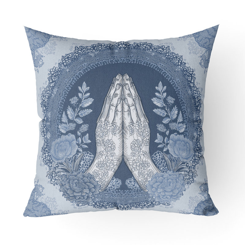Lotus Bloom Sanctuary Intérieur/Extérieur 16x16, Square 16", White/Cerulean