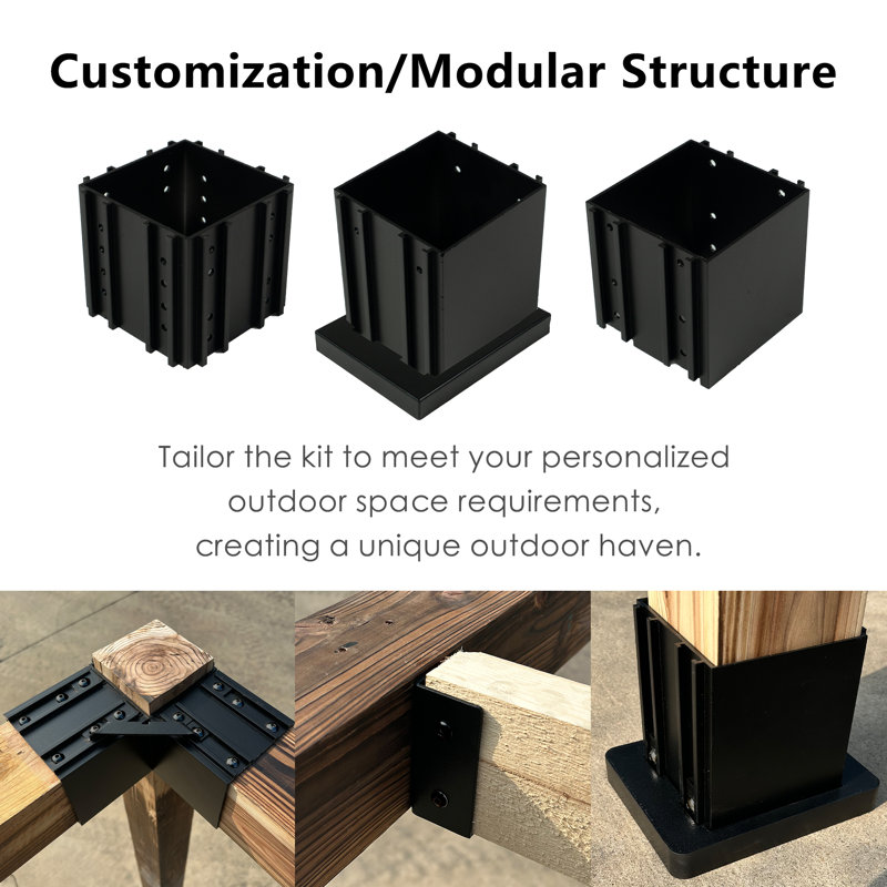 Kozyard Pergola Brackets, 4 Pack Pergola Kit 3-way Right Angle Corner Bracket 