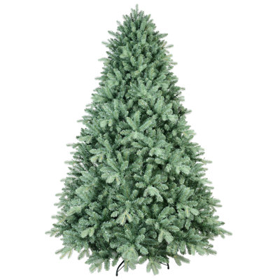 8 pi. Arbre de Noël 3308 PE + PVC à pointe bleu-vert, arbre unique avec branches articulées, assemblage facile, support en métal stable - décoration de Noël accrocheuse
