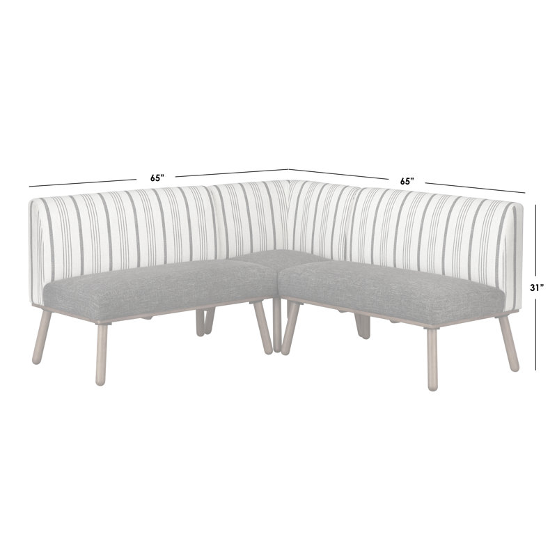 Ensemble de banquettes 4 pièces Gather, Rayures noires, Rayures noires