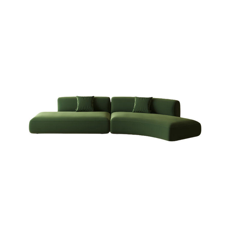 Demi-cercle vert olive avec canapé incurvé, H 27,56 po x l 141,73 po x P 25,59 po