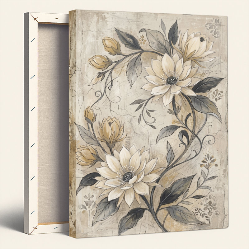 Ensemble de 1 toile murale à motif floral, 48"H x 36"W, Wrapped Canvas