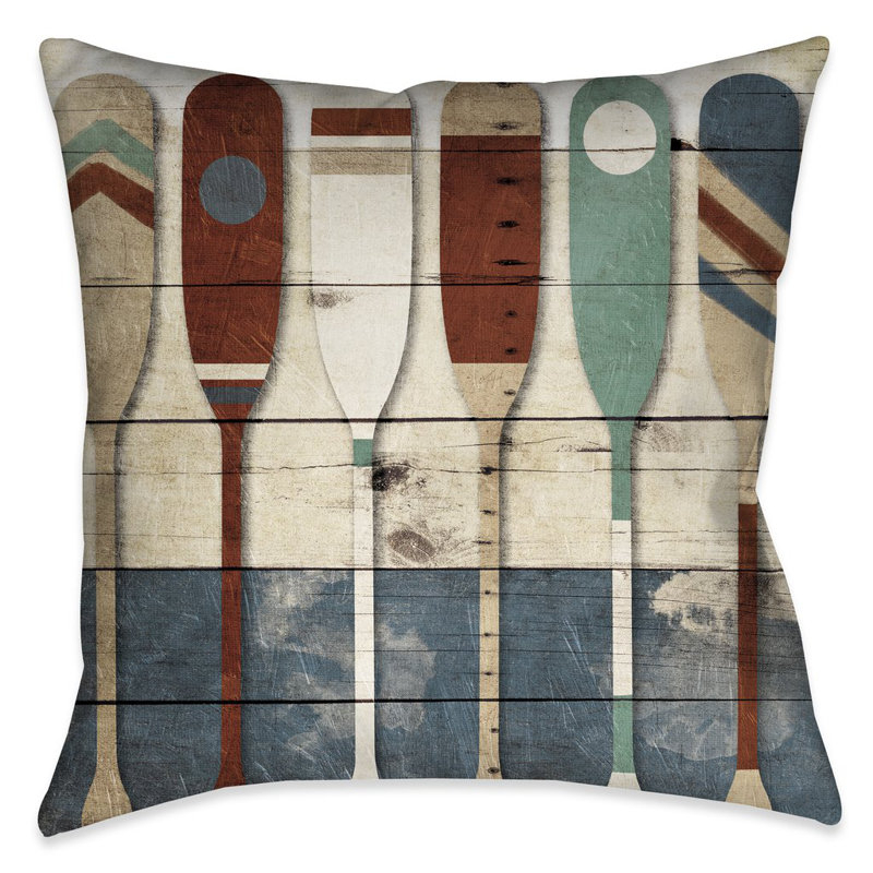 Playful Oars Throw Pillow, 18" x 18", Indoor/Outdoor