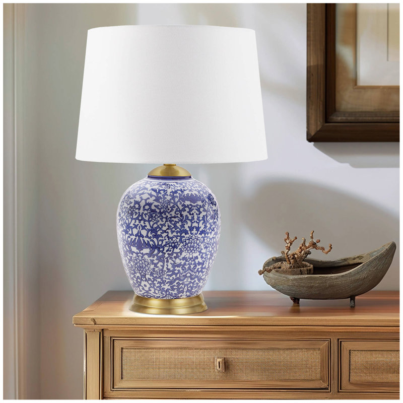 Lampe de table bleue en céramique