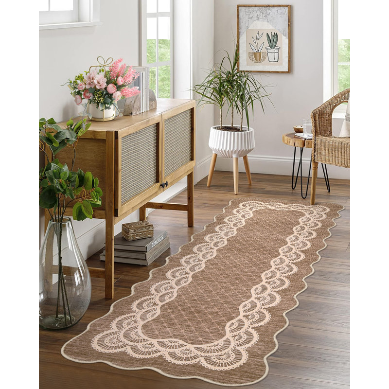 Machine Printed Area Rug, Tan, Runner 60 x 230 cm
